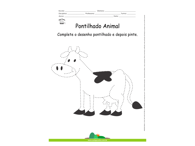 Desenho para Colorir – Pontilhado – Vaca