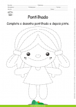 Desenho para Colorir – Pontilhado – Boneca