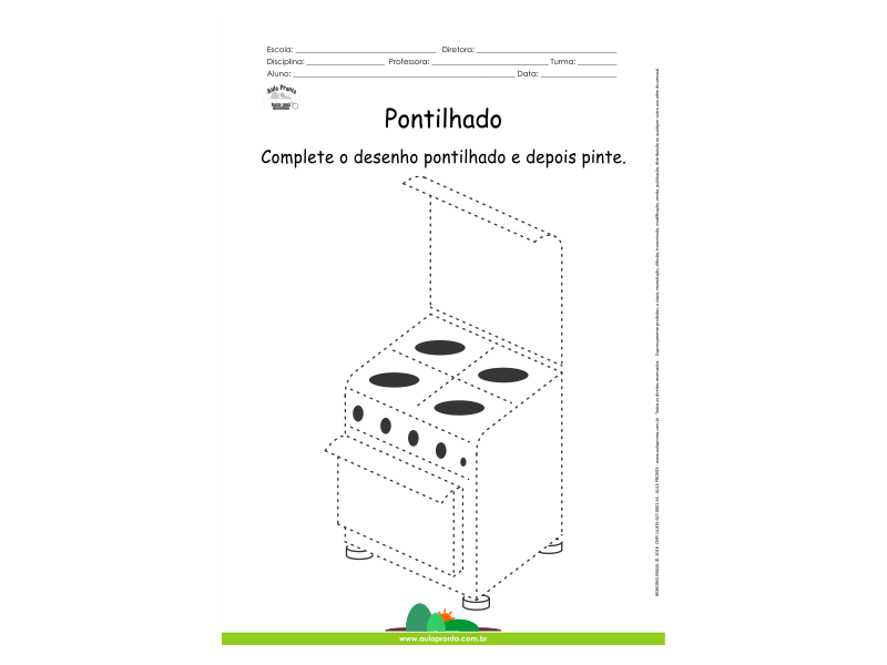Desenho para Colorir – Pontilhado – Fogão