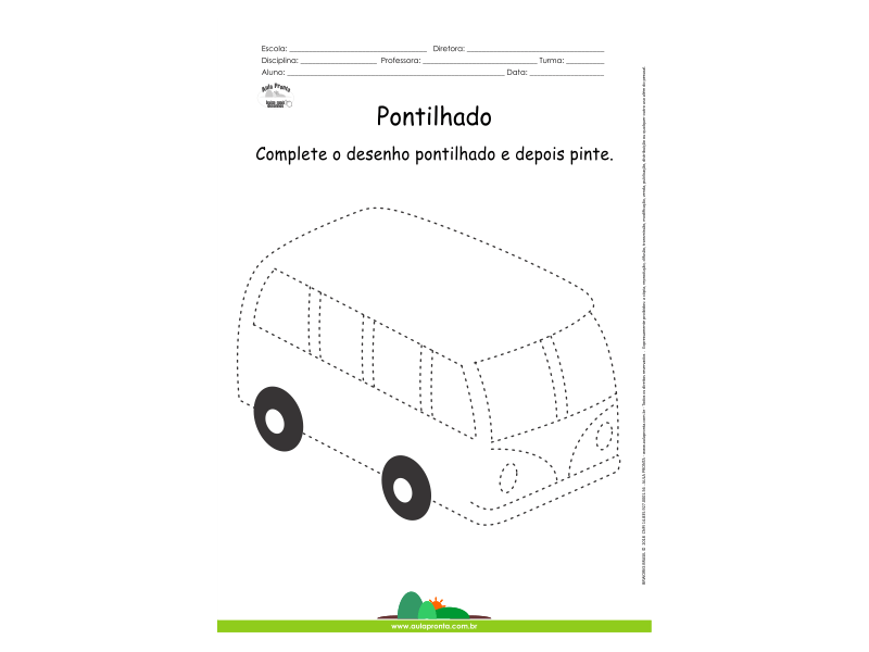 Desenho para Colorir – Pontilhado – Kombi