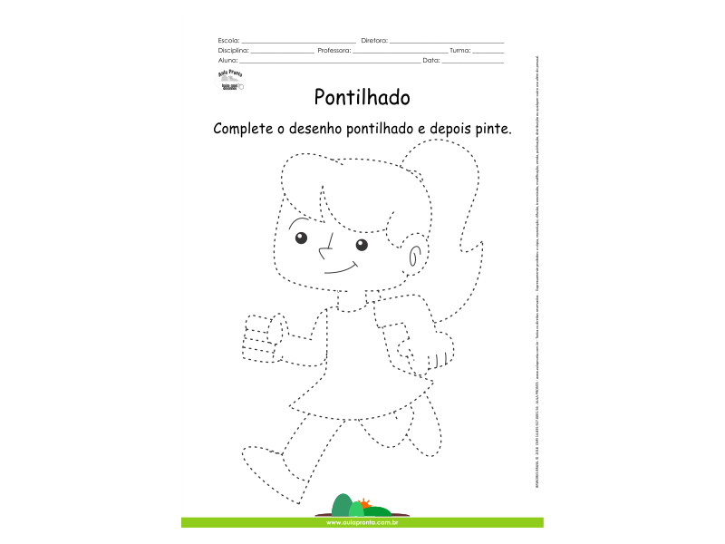 Desenho para Colorir – Pontilhado – Menina