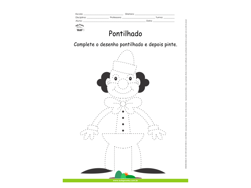 Desenho para Colorir – Pontilhado – Palhaço