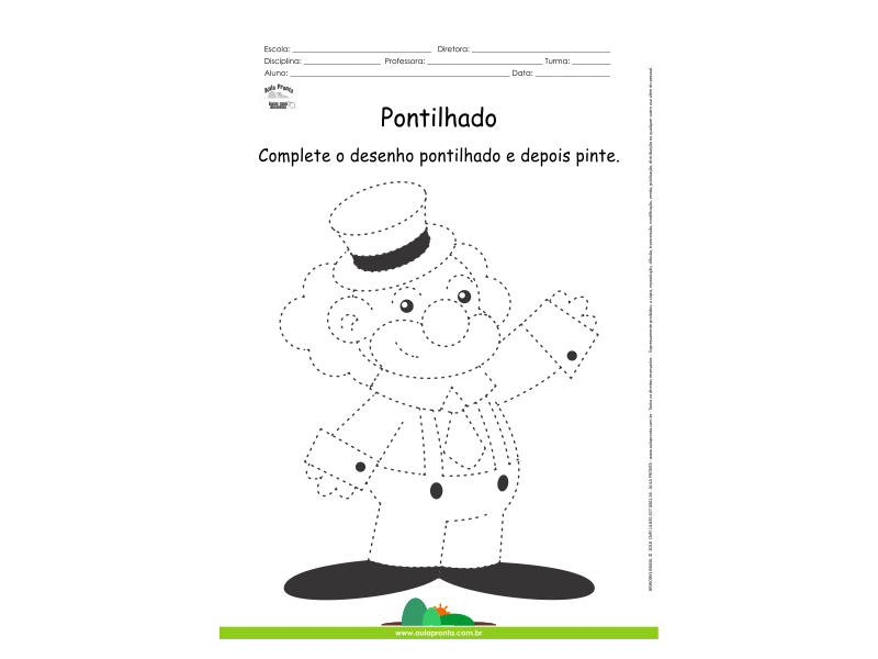 Desenho para Colorir – Pontilhado – Palhaço