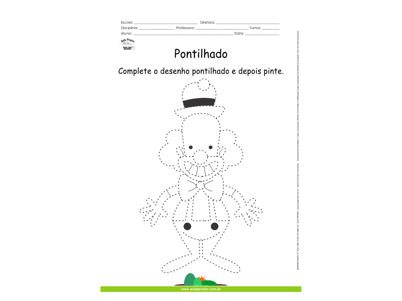 Desenho para Colorir – Pontilhado – Palhaço