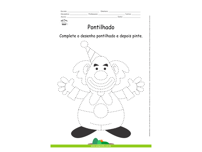 Desenho para Colorir – Pontilhado – Palhaço