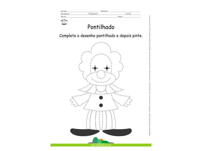 Desenho para Colorir – Pontilhado – Palhaço