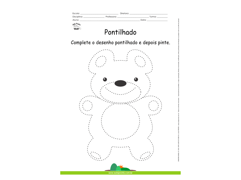 Desenho para Colorir – Pontilhado – Ursinho