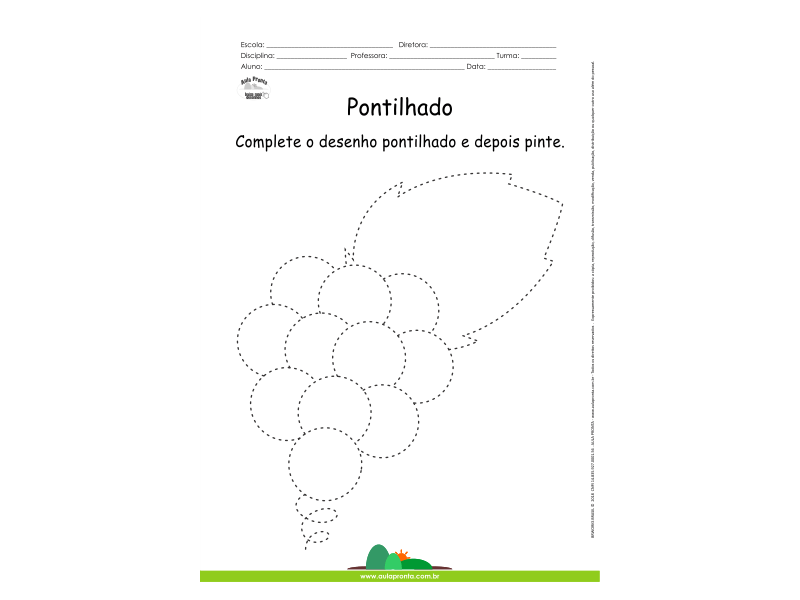 Desenho para Colorir – Pontilhado – Uva