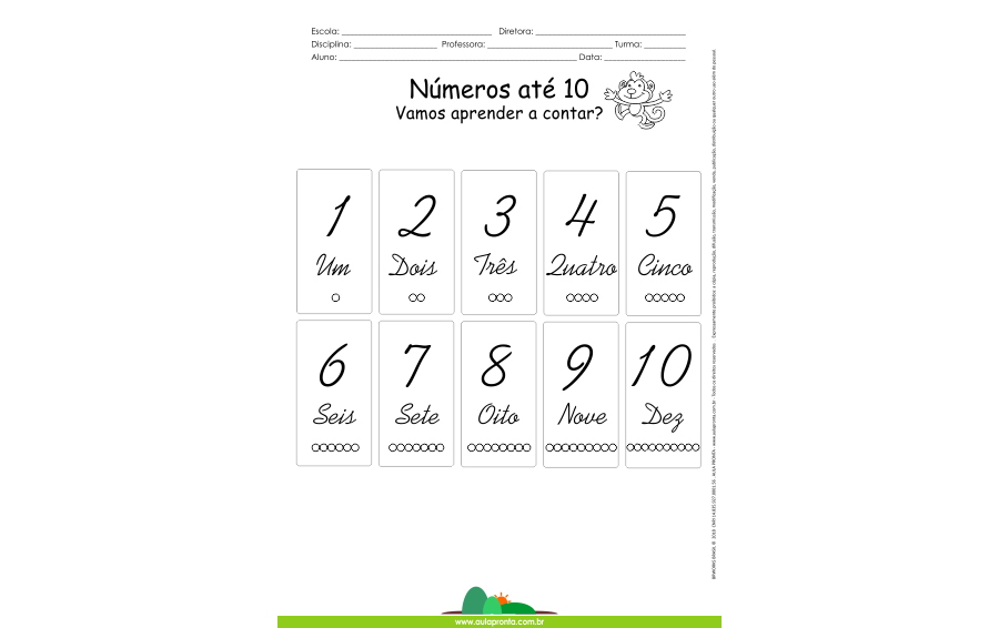 Números de 1 a 10 - Aprender a Contar - Aula Pronta