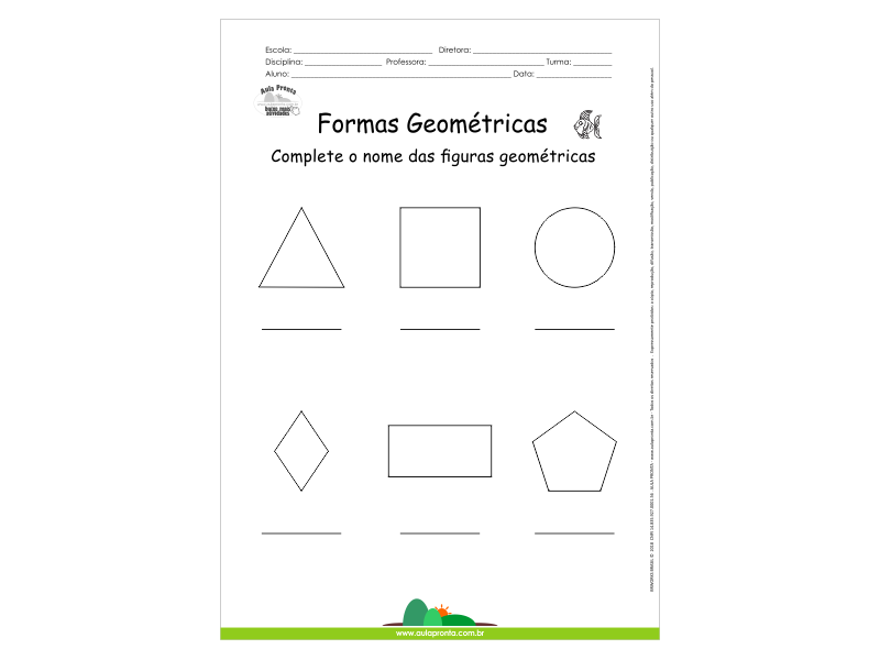 Formas Geométricas - Complete os Nomes