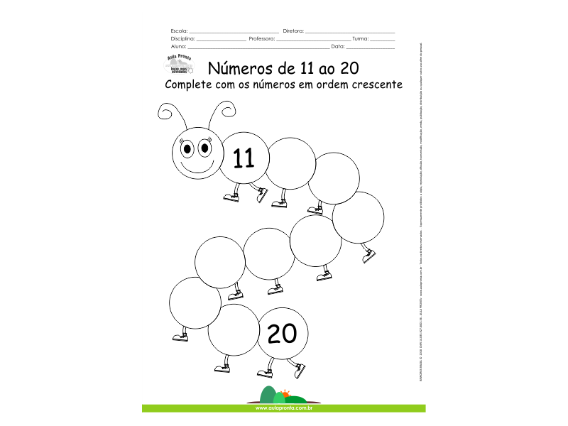 Números de 11 ao 20