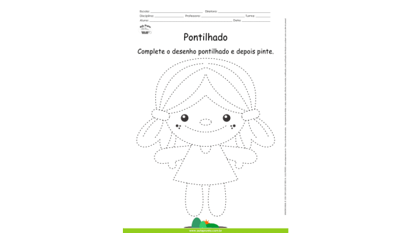 Desenho para Colorir – Pontilhado – Boneca