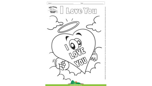 Desenho para Colorir – Fantasia - Amor - I Love You