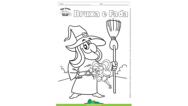 Desenho para Colorir – Fantasia - Bruxa e Fada