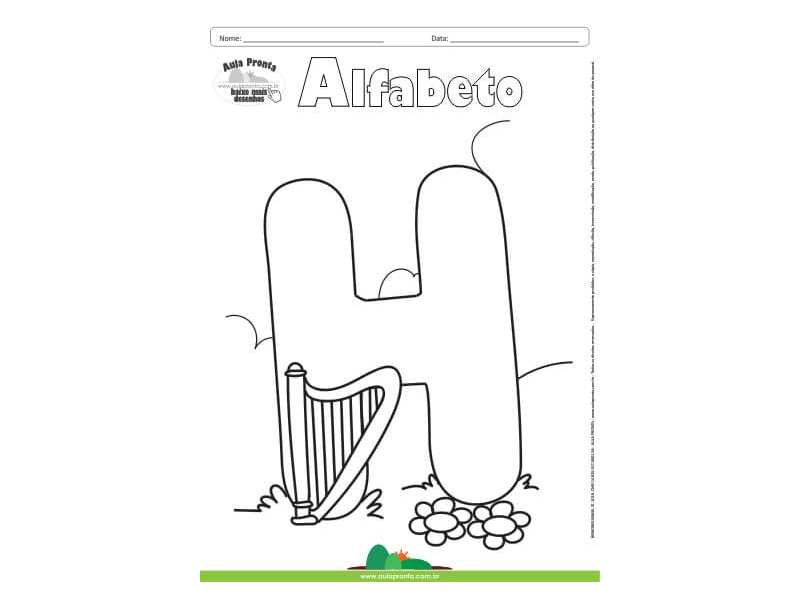 Desenho para Colorir – Alfabeto - Letra H