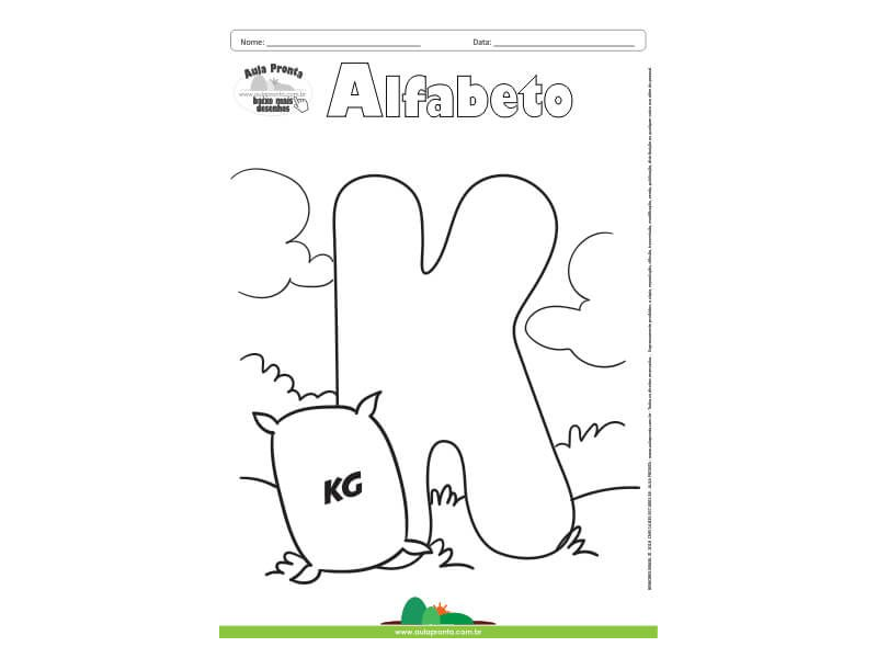 Desenho para Colorir – Alfabeto - Letra K