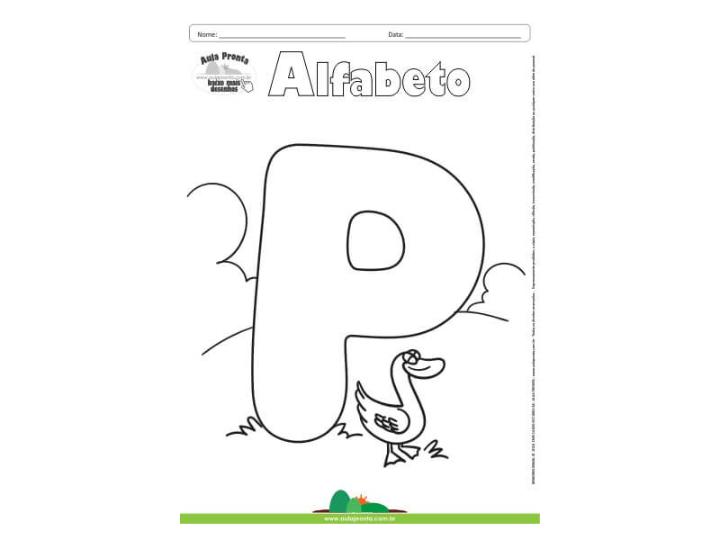 Desenho para Colorir – Alfabeto - Letra P