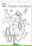 Desenho para Colorir – Animais - Cavalo Marinho