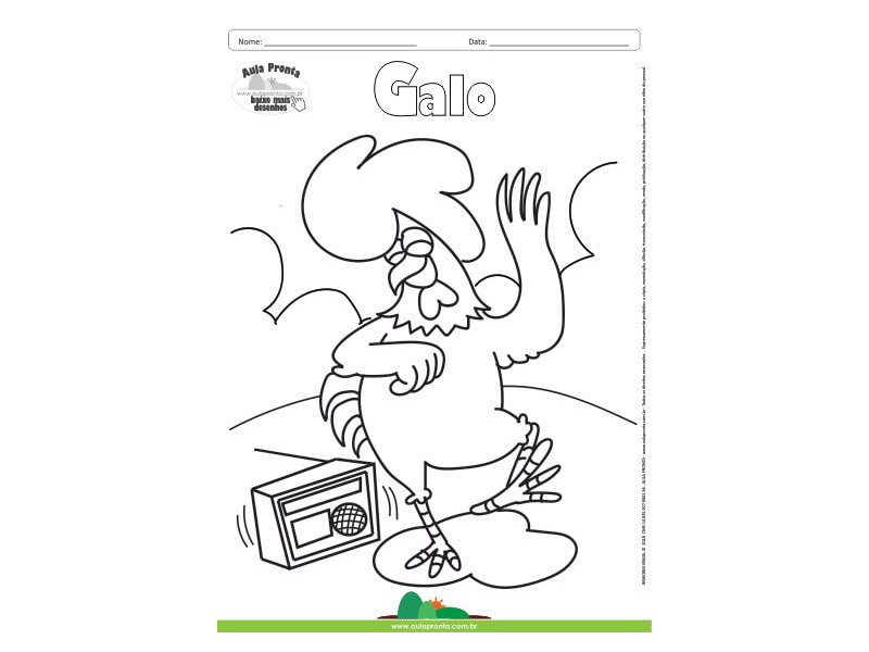 Desenho para Colorir – Animais - Galo