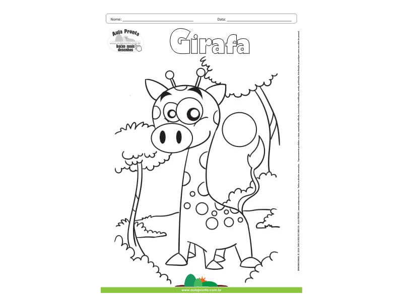 Desenho para Colorir – Animais - Girafa