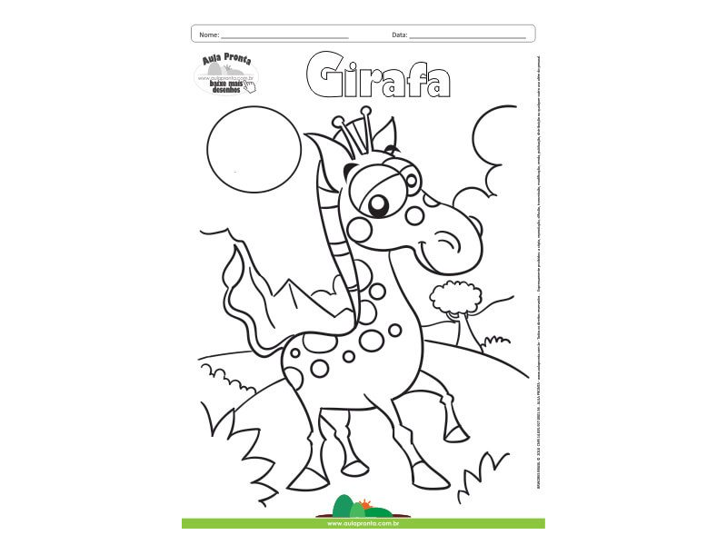 Desenho para Colorir – Animais - Girafa