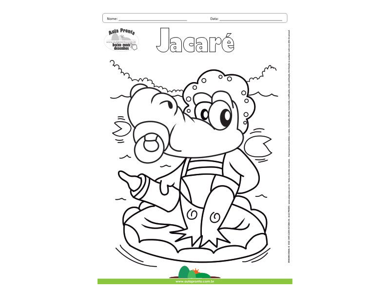 Desenho para Colorir – Animais - Jacaré