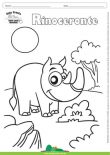 Desenho para Colorir – Animais - Rinoceronte