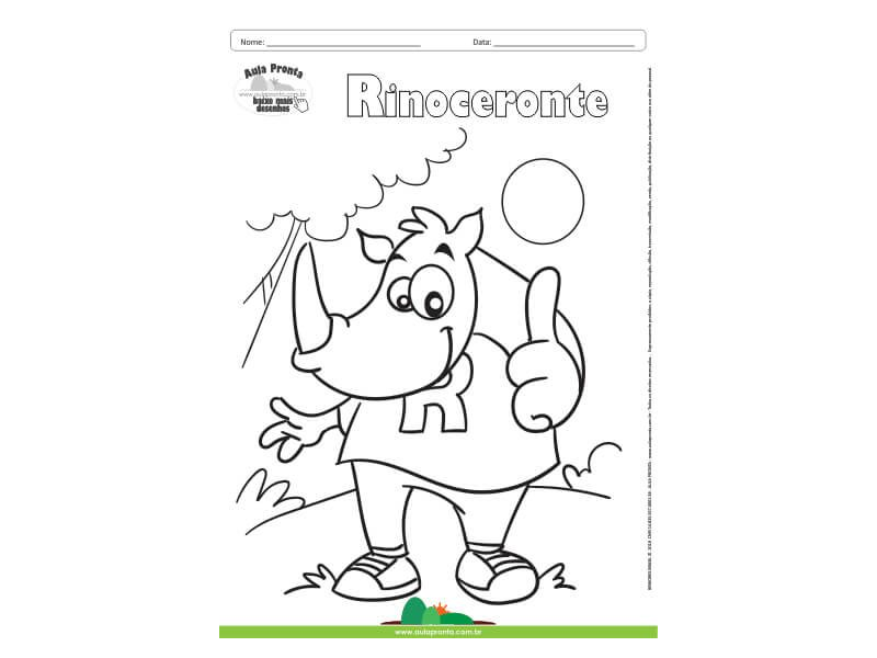 Desenho para Colorir – Animais - Rinoceronte