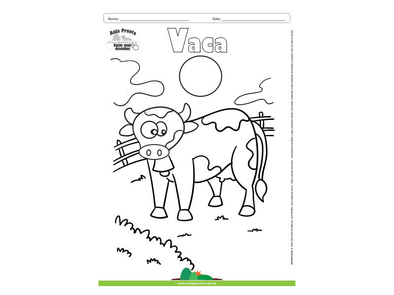 Desenho para Colorir – Animais - Vaca