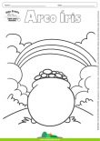 Desenhos para Colorir – Pote de Ouro e Arco Irís