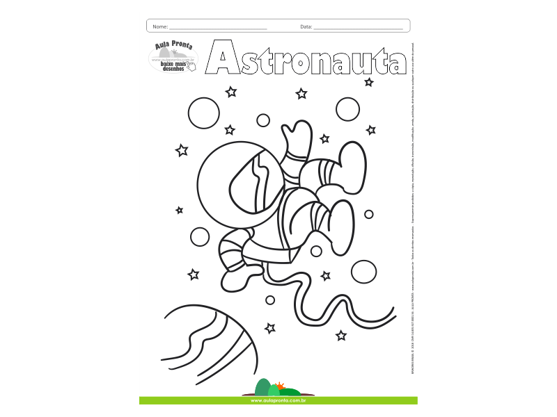 Desenhos para Colorir Astronauta Aula Pronta