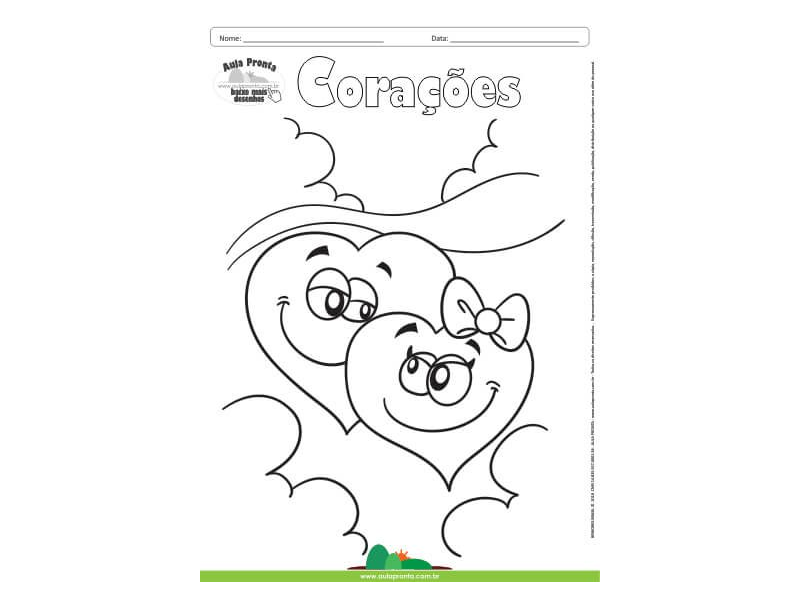 Desenho para Colorir – Amor - Corações