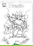 Desenho para Colorir – Fantasia - Dragão e Monstro