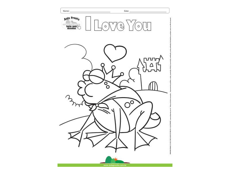 Desenho para Colorir – Fantasia - Amor - I Love You