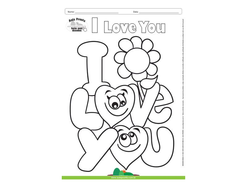 Desenho para Colorir – Fantasia - Amor - I Love You