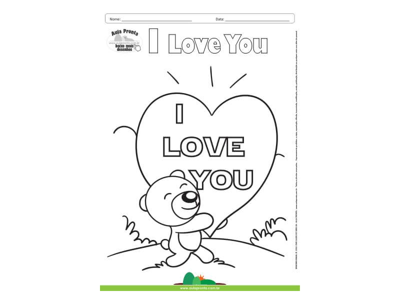 Desenho para Colorir – Fantasia - Amor - I Love You