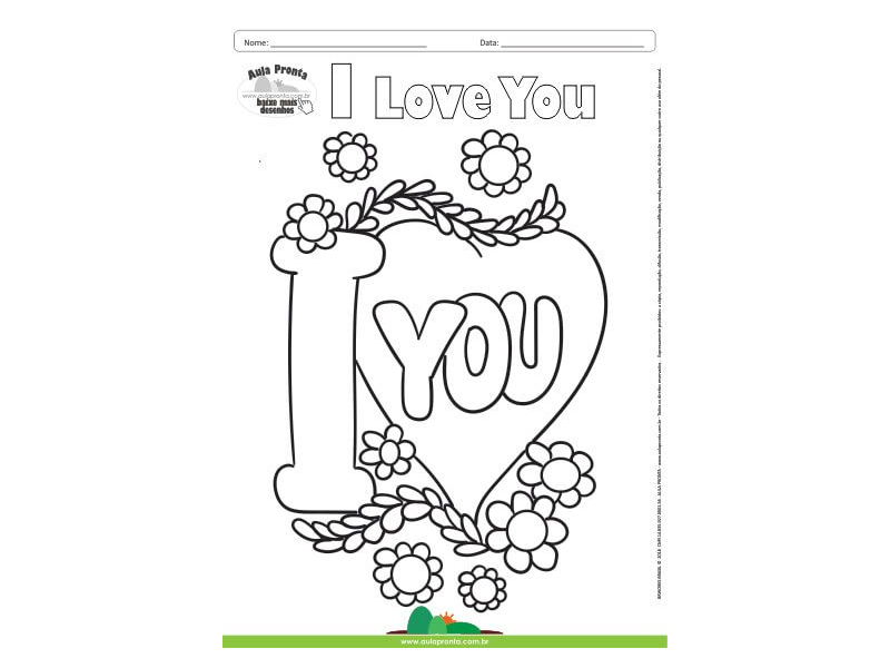 Desenho para Colorir – Fantasia - Amor - I Love You