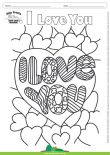 Desenho para Colorir – Fantasia - Amor - I Love You