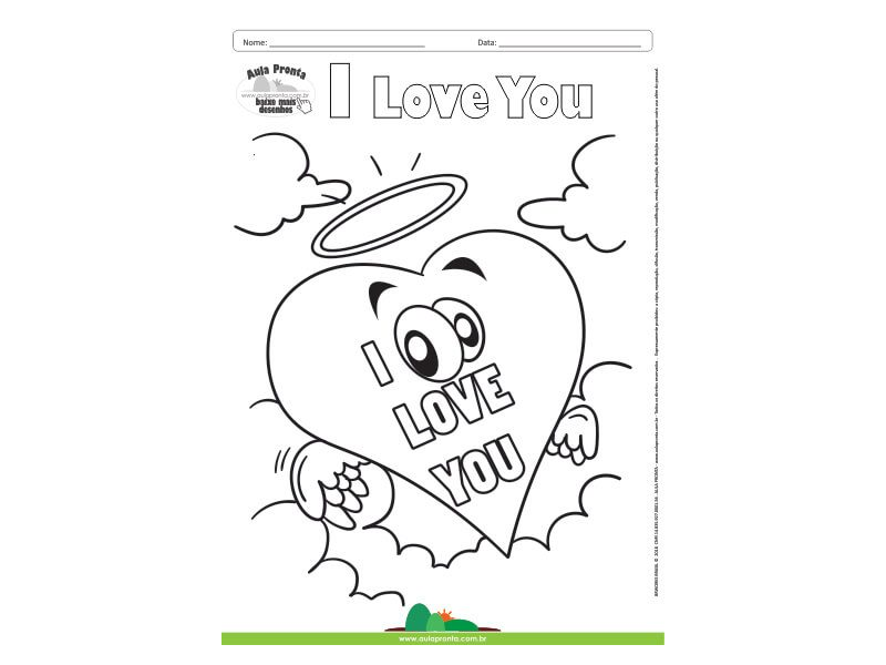 Desenho para Colorir – Fantasia - Amor - I Love You
