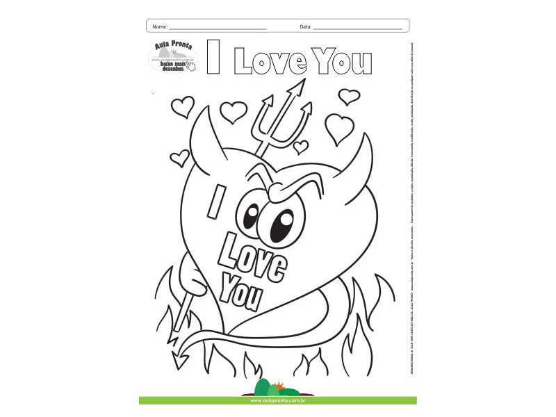 Desenho para Colorir – Fantasia - Amor - I Love You