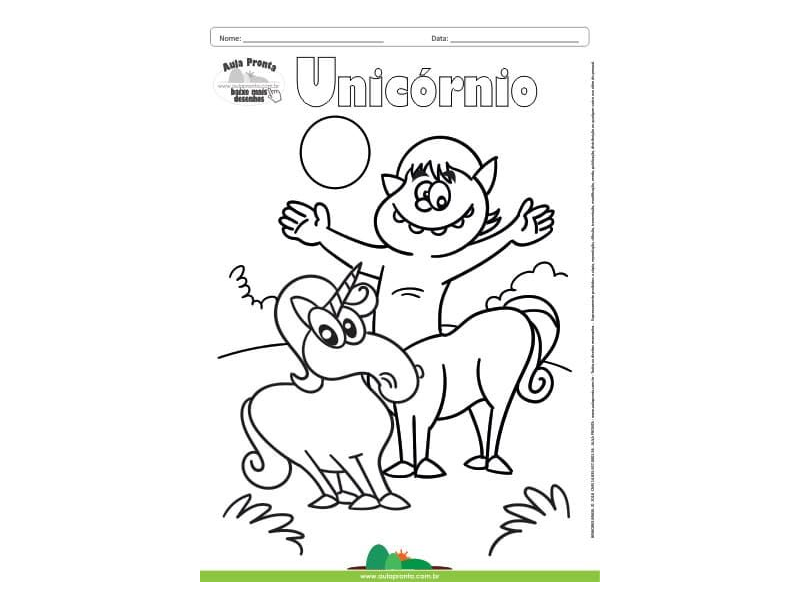 Desenho para Colorir – Fantasia - Unicórnio e Centauro