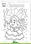 Desenho para Colorir – Feriado - Carnaval - Porta Bandeira