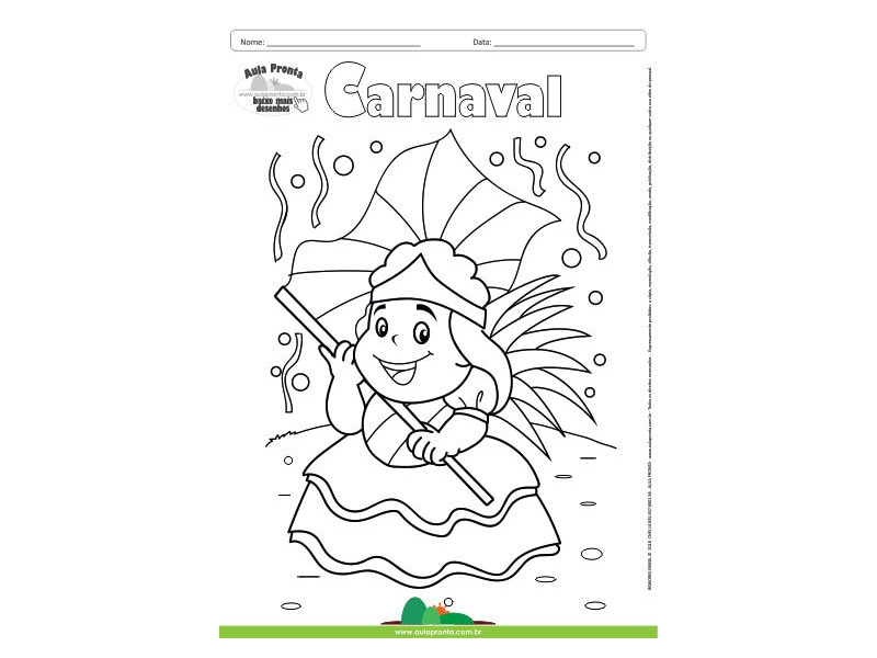 Desenho para Colorir – Feriado - Carnaval - Porta Bandeira