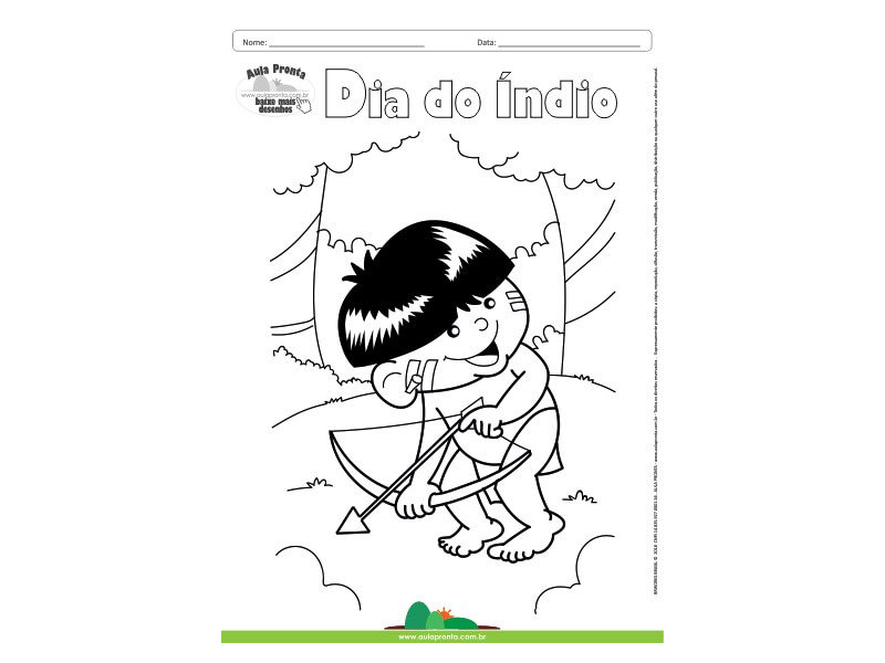 Desenho para Colorir – Feriado - Dia do Índio