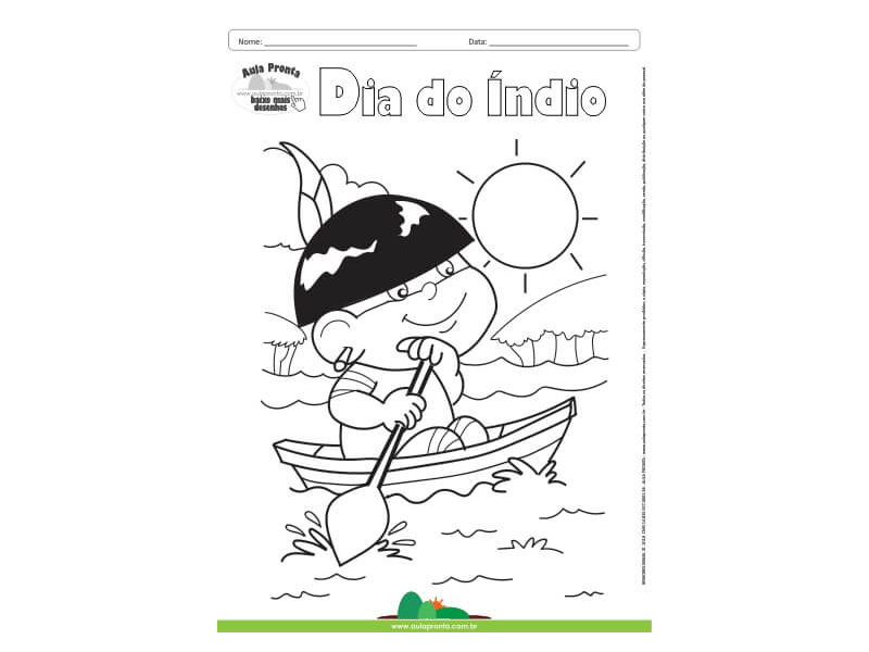 Desenho para Colorir – Feriado - Dia do Índio