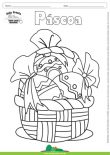 Desenho para Colorir – Feriado - Páscoa - Cesta de Ovos