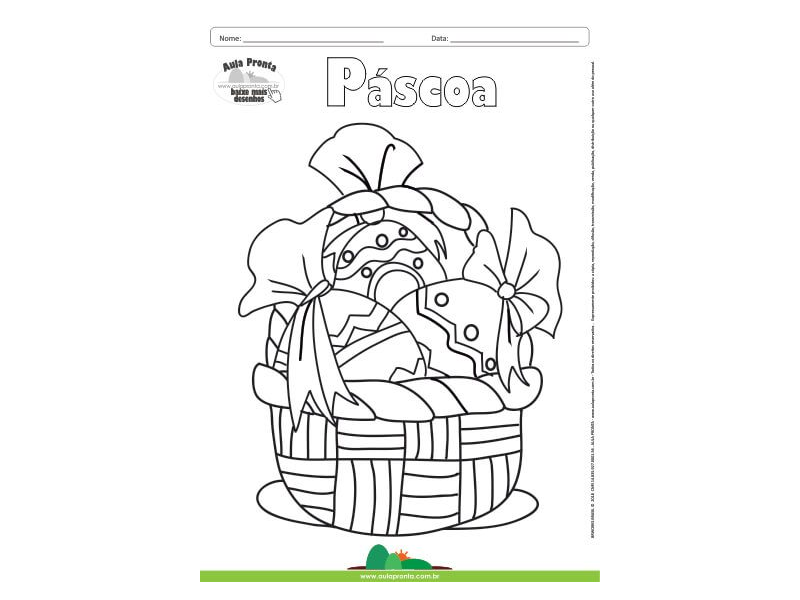 Desenho para Colorir – Feriado - Páscoa - Cesta de Ovos