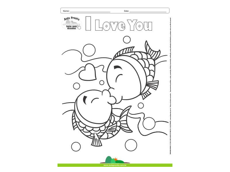 Desenhos para Colorir – I Love You Peixes