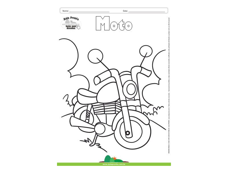 Desenho para Colorir – Transporte Moto - Aula Pronta