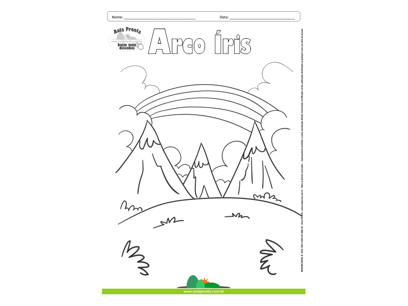 Desenhos para Colorir - Arco Íris e Montanhas